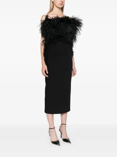 Sportmax Fashion Feathered Midi Dress In Black