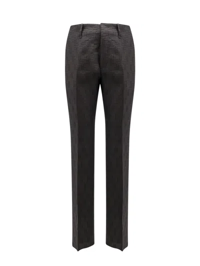 Fendi Ff Jacquard Straight-leg Pants In Black