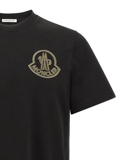 Moncler Logo Embroidered Crew Neck T-shirt Patch In Black