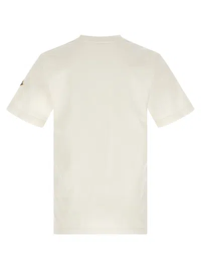 Moncler Flocked Logo T-shirt In Organic Cotton With Aesthetics In White