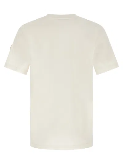 Moncler Flocked Logo T-shirt With Crew Neck And Design In Neutral