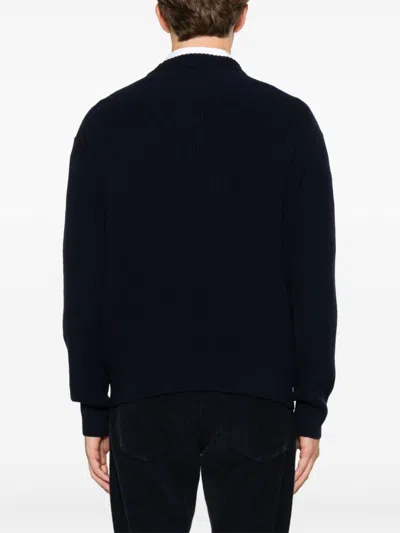 Maison Kitsuné Bold Fox Head Patch Regular Jumper In Lambswool In Blue
