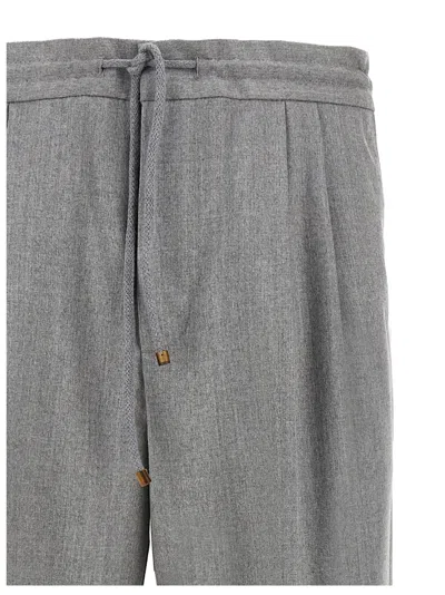 Brunello Cucinelli Front Pleat Pants In Gray