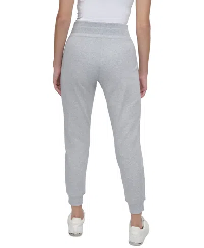 Dkny Women's High-rise Two-tone Logo Drawstring Jogger In Gray
