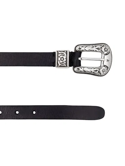Golden Goose Hip Lace Leather Belt In Black