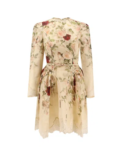 Zimmermann Womens Cream Cascade Hypnotic Lace Linen And Silk Mini Dress In Multi