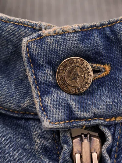 Golden Goose Ianira Denim Jacket With Knitted Ribbed Profiles In Blue