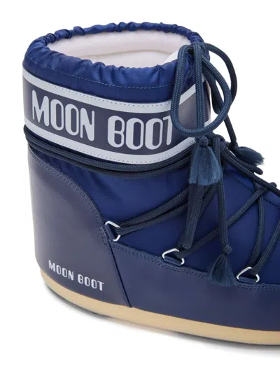 Moon Boot Stivaletti Icon Low In Nylon Blu Unisex In Blue