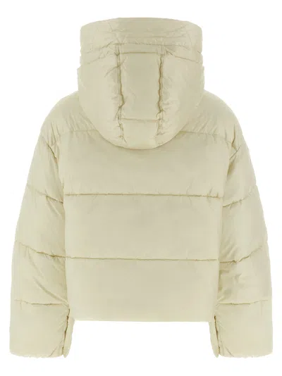 Pinko Quilted Hooded Jacket Front Pockets In Neutral