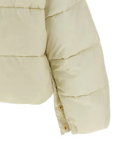 Pinko Quilted Hooded Jacket Front Pockets In Neutral