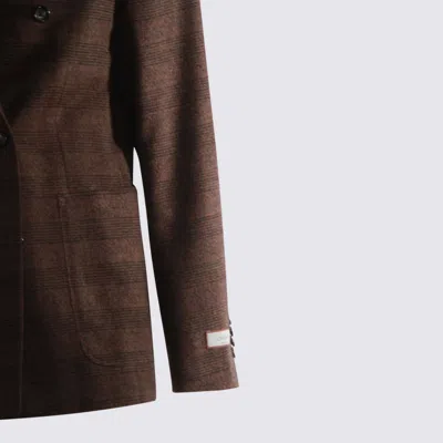 Canali Long-sleeved Blazer In Brown
