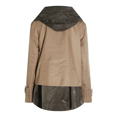 Sacai Hooded Quilted Front Pockets Jacket In Brown