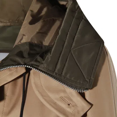 Sacai Hooded Quilted Front Pockets Jacket In Brown