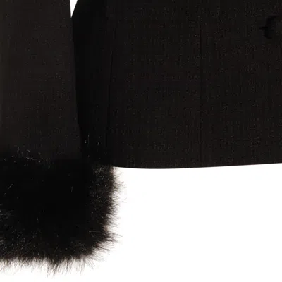 Self-portrait Black Tailored Boucle Fur Jacket Clothing In Black