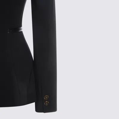 Elisabetta Franchi Blazer Double-breasted Gold-tone Buttons In Black