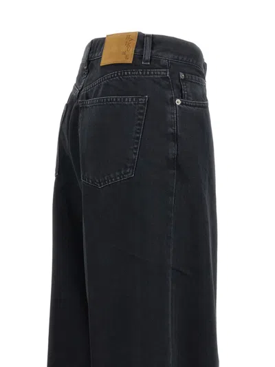 Haikure Wide-leg Jeans With High Waist And Leather Label In Black