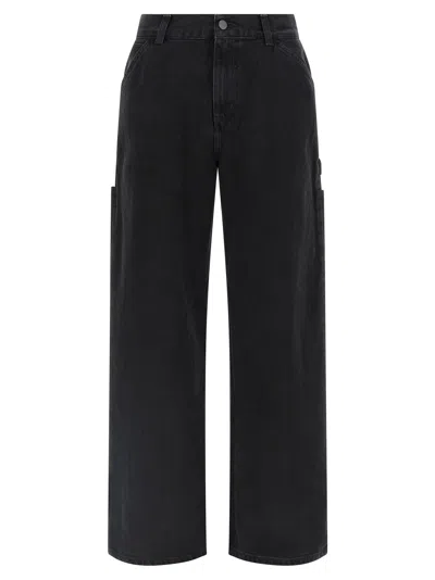 Carhartt Wide Leg Jeans With Side And Back Pockets In Black