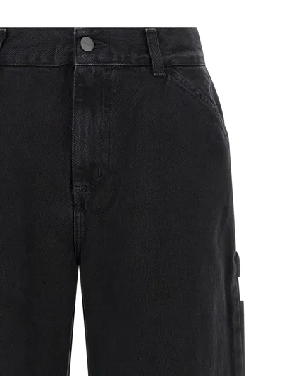 Carhartt Wide Leg Jeans With Side And Back Pockets In Black