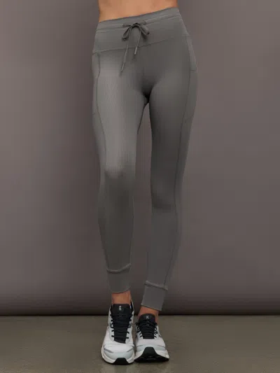 Carbon38 High Rise Pocket Legging In Ribbed Melt In Gray
