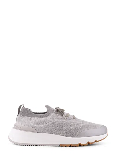 Brunello Cucinelli Knit Low-top Fabric Sneakers In Gray