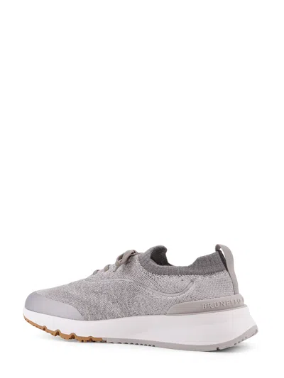 Brunello Cucinelli Knit Low-top Fabric Sneakers In Gray