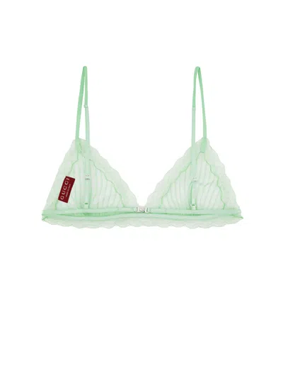 Gucci Lace Detailed Triangle Bralette In Green