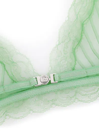Gucci Lace Detailed Triangle Bralette In Green