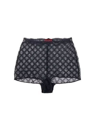 Gucci Culotte In Pizzo Con Motivo Gg All-over In Blue