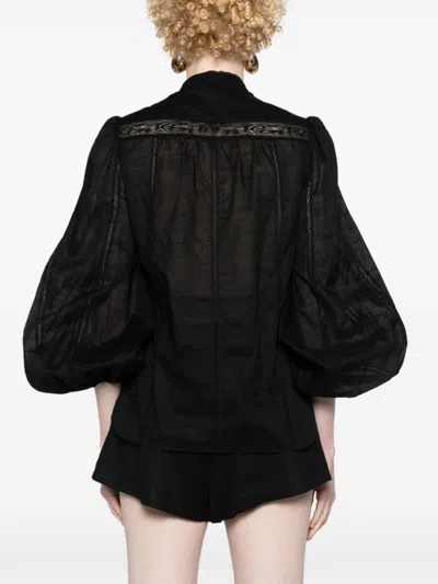 Zimmermann Lace Trim Detail Shirt In Black