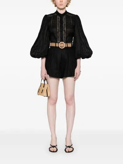 Zimmermann Lace Trim Detail Shirt In Black