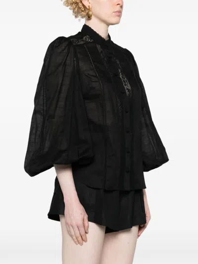 Zimmermann Lace Trim Detail Shirt In Black