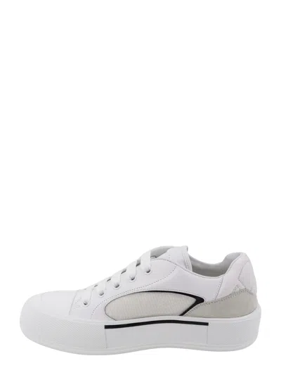 Alexander Mcqueen Leather And Canvas Sneakers In White