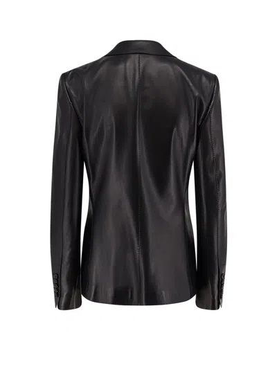 Tom Ford Leather Blazer In Black