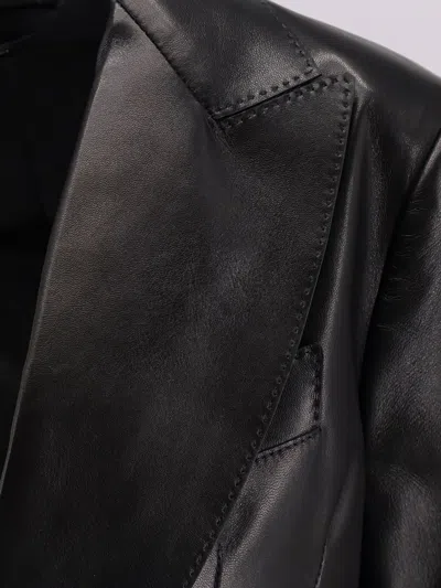 Tom Ford Leather Blazer In Black