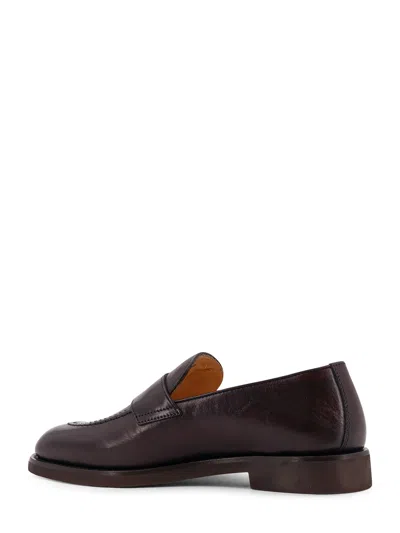 Brunello Cucinelli Leather Slip-on Loafers Rubber Sole In Burgundy