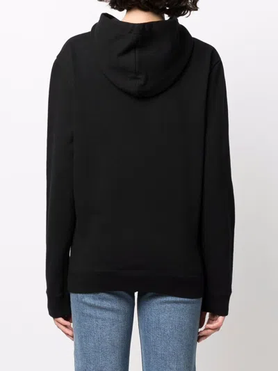 Saint Laurent Black Logo-print Cotton Hoodie In Black