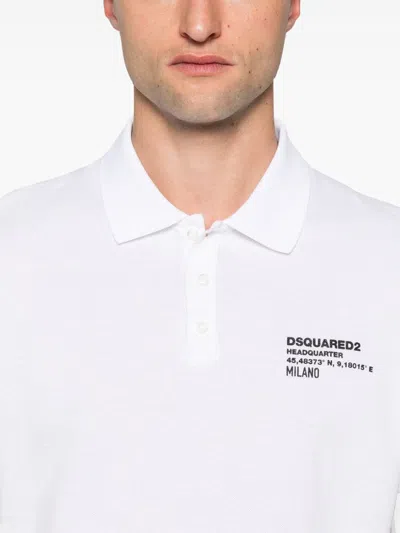 Dsquared2 Logo Cotton Polo Shirt In White