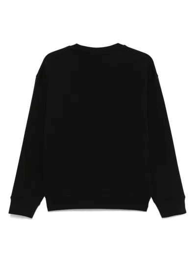 Emporio Armani Cotton Crew Neck Sweatshirt With Embroidered Logo In Black