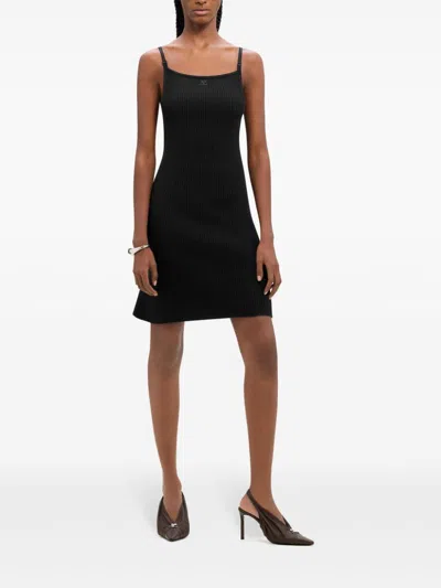 Courrèges Logo Mini Dress In Black