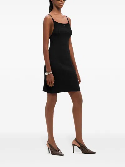 Courrèges Logo Mini Dress In Black