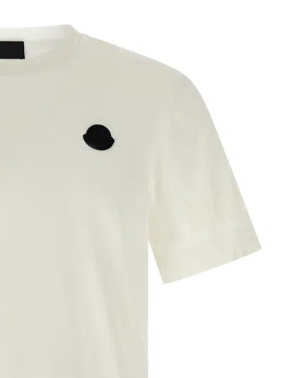 Moncler Cotton Jersey T-shirt With Contrasting Logo Patch In White