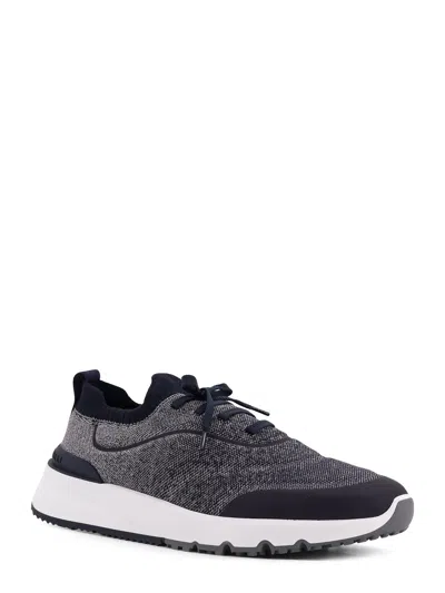 Brunello Cucinelli Runners In Techno Cotton Knit With Termonastrature Shoes In Gray