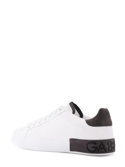 Dolce & Gabbana White Leather Portofino Sneakers In White