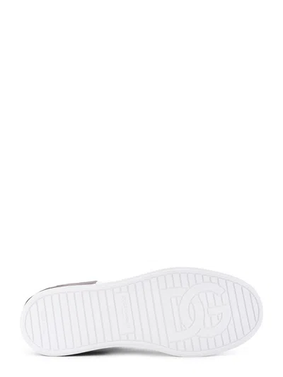 Dolce & Gabbana White Leather Portofino Sneakers In White