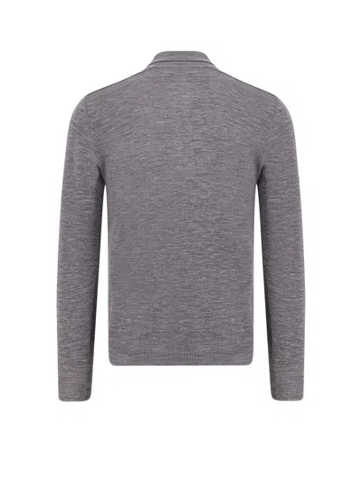 Burberry Wool Polo Sweater With Pointed Collar In Gray