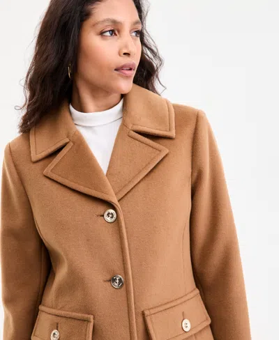 Michael Kors Michael  Women's Collared Button-front Coat, Exclusively At Macy's In Green