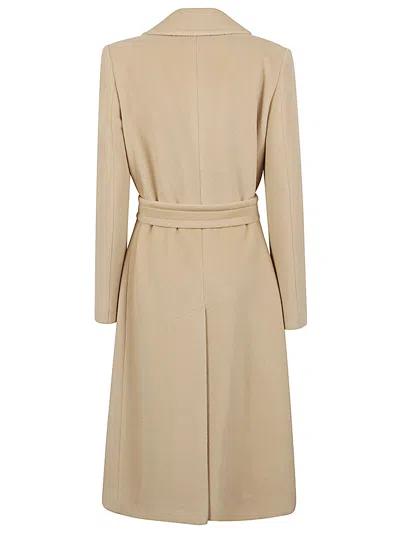 Tagliatore Wool Coat Belted Wide Lapels In Gold