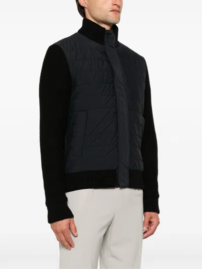 Herno Men Nylon And Wool Bomber Jacket In Black