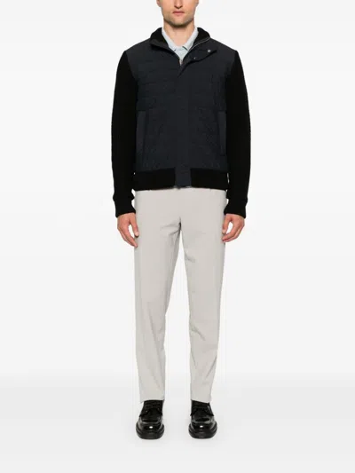 Herno Men Nylon And Wool Bomber Jacket In Black