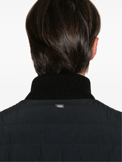 Herno Men Nylon And Wool Bomber Jacket In Black